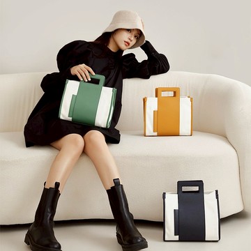 存在感方塊手提帆布斜背包