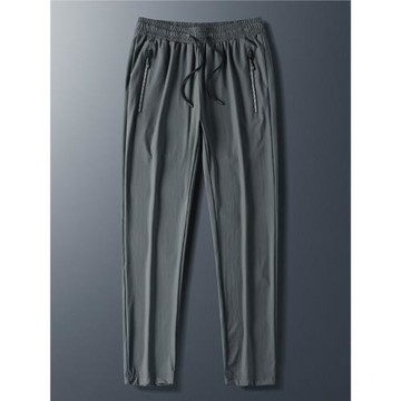 夏季男士冰絲速干休閑褲薄款透氣寬松長褲中年大碼褲子空調褲