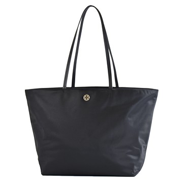 TORY BURCH 金屬標高密度尼龍拉鍊托特包-黑色/大