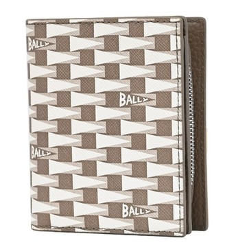 BALLY PNT 品牌印花釦式零錢短夾(淺棕)