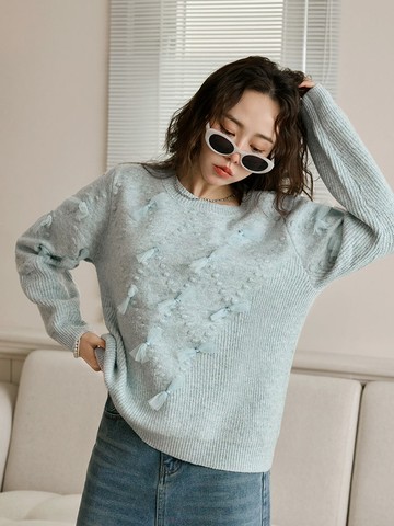 可愛立體蝴蝶結造型針織毛衣