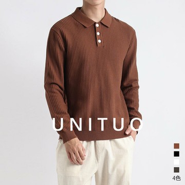 老錢風男裝男士毛衣針織衫男輕奢高級感商務翻領美式polo衫秋冬款鑫弘-衣錦男裝