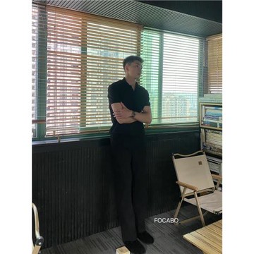 FOCABO老錢風休閑海鷗領短袖男高彈透氣抗皺商務高級感T恤