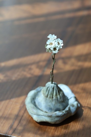 交換禮物 手捏陶 富士山形小香爐與置物盤侘寂風香插乾花座收納盤