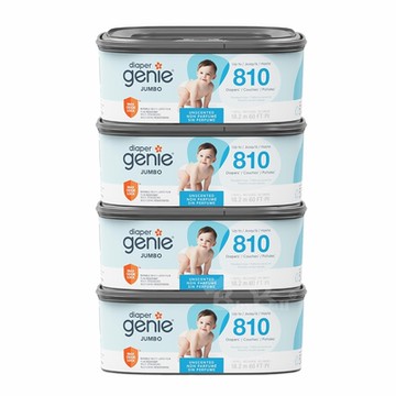 加拿大Diaper Genie 不鏽鋼雙重鎖臭尿布處理器 多層鎖臭塑膠袋匣(加長型) 4入