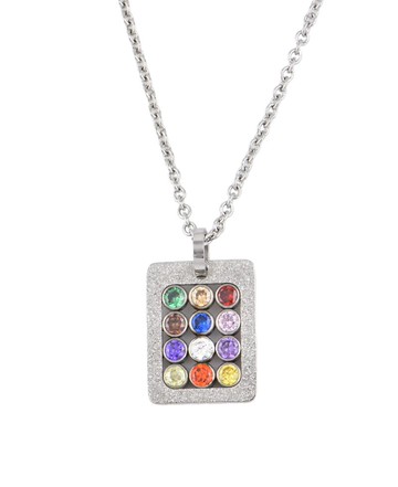 禱告勇士 | 閃閃12色皓石祭司牌頸鏈 精鋼