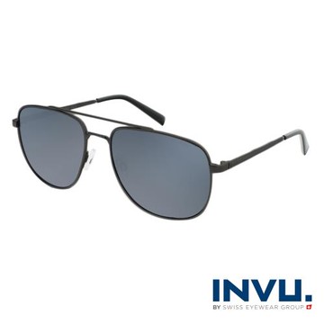 【INVU】瑞士時尚簡約飛行員偏光太陽眼鏡(鐵灰 B1108B)