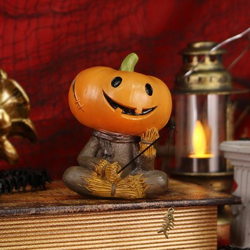 [Green party] 萬聖節創意南瓜骷髏釣魚擺件卡通雕塑搞怪鬼節南瓜人公仔擺件