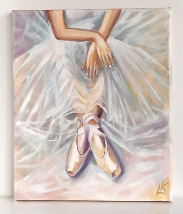 畫布上的芭蕾舞者油畫 舞動藝術 女性藝術 figurativa art