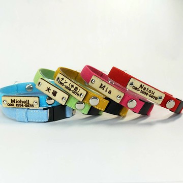 高品質溫和純棉鮮豔顏色選項木製丟失兒童標籤安全扣貓項圈黃色