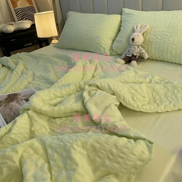 床罩四件組簡約水洗棉大豆纖維夏涼被四件套夏季雙人薄被子空調被【聚寶屋】