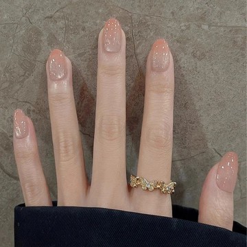 愛依依 美甲 戴甲 甲片新款冰糖蜜桔指尖漸層貓眼顯白溫柔橢圓形穿戴甲純手工ins指甲貼片-12989.