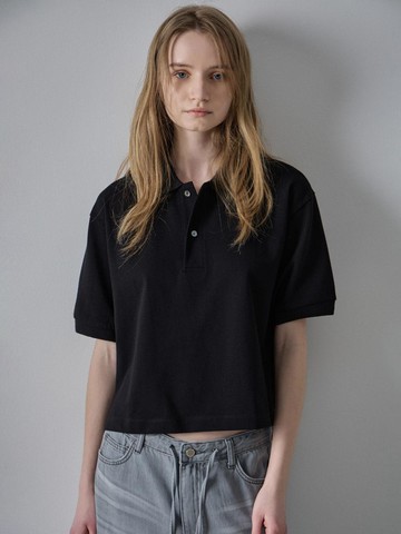 Crop Collar T-shirt [black]