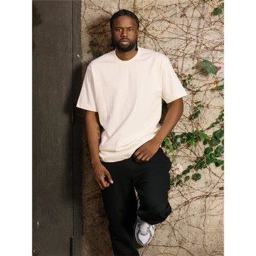 美式高街310G重磅大地色落肩純色T恤男女潮寬松oversize街頭半袖