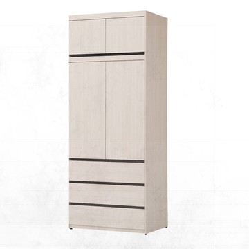 文創集 亞卡2.7尺四門三抽加高衣櫃組合-80.1x59.3x250.4cm免組