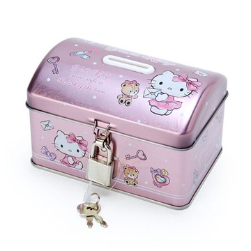 【震撼精品百貨】Hello Kitty 凱蒂貓~日本SANRIO三麗鷗 KITTY迷你鐵製存錢筒附鎖頭(粉情書款)*43342