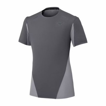 MIZUNO 美津濃 短袖上衣 男 路跑 運動 透氣 吸濕排汗 灰 J2MAC50107