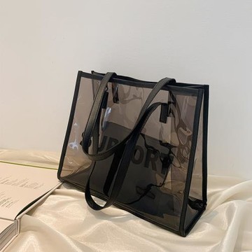 透明果凍包包女2022夏季新款潮大容量子母包學生上課單肩托特包包