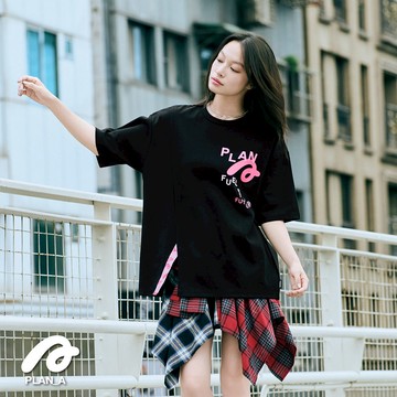 STAYREAL PLAN A奔向無限剪裁寬版T - 黑