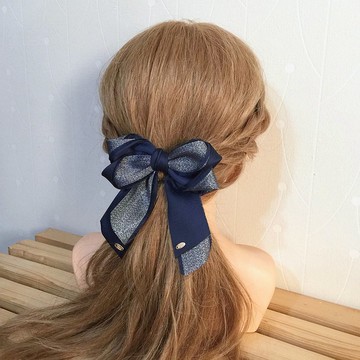 丈青 / 雙層流蘇邊垂式馬尾夾 自動夾 彈簧夾 大腸圈 髮梳 髮圈