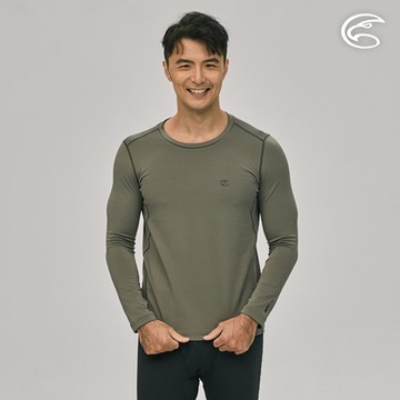 ADISI 男圓領遠紅外線彈性速乾保暖衣AU2221054 (S-2XL)｜青銅綠