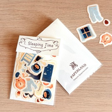 手帳裝飾用 仿和紙亮面貼紙 Sleeping Time 紙雜貨 PAPERLAND