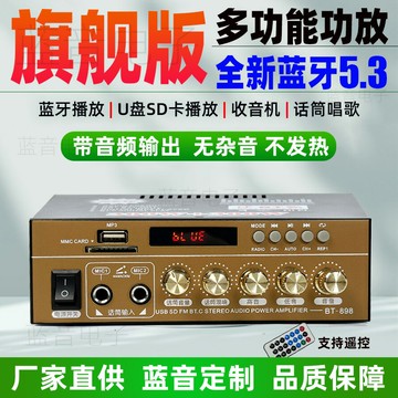 率迷你小型藍牙hifi功放機家用無損12V插卡U盤收音空放機