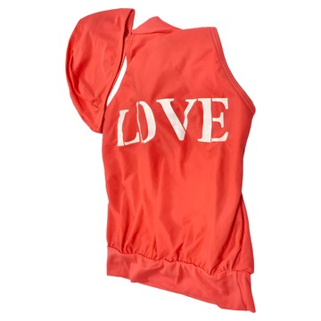 Summer love 夏之戀 大女長版上衣 LOVE印花 尼龍80%  M  紅色