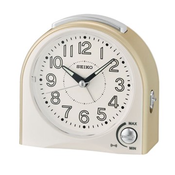 seiko SK037 精工鐘 (QHE170G) 可調式音量夜光效果半圓形小鬧鐘(米色)/11.5*11.8*5.6 cm｜樂天全館特惠中★指定刷卡回饋10%