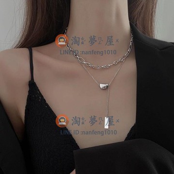 項鏈幸運不掉色雙層疊戴鎖骨頸鏈飾品配飾豆韓版冷淡風鈦鋼女【淘夢屋】