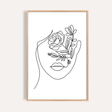 花蔓凝思 Blooming Lines / 線條藝術人物掛畫 畫芯 海報