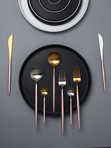 北歐ins網紅304不銹鋼勺子筷子家用創意可愛韓式叉子餐具三件套