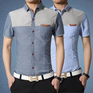 🔥【夏季新品】夏季襯衫男士修身襯衫男裝商務休閒青年夏天短袖襯衫半截袖百搭透氣上衣男士短袖半袖T恤上衣開衫襯衫男士翻領襯衫