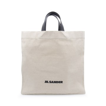 Jil Sander - Beige Cotton And Leather Book Tote Square Bag