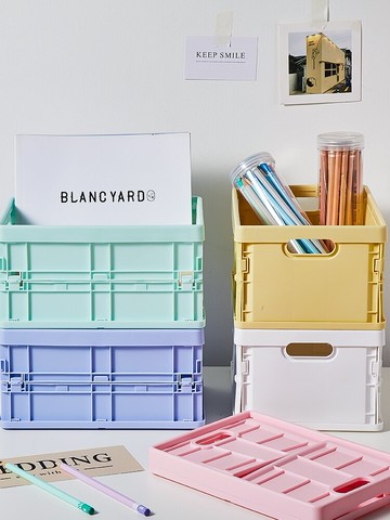 網紅辦公桌梳妝臺桌面化妝品收納盒整理神器雜物儲物盒ins可折疊