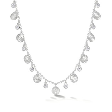 Hammered Disc & White Topaz Array Necklace