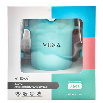 VIIDA Soufflé 吸管型抗菌不鏽鋼學習杯 7個月以上適用  湖水綠  330ml  1個