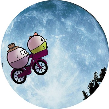 扭蛋雞-從心扭轉奇蹟 圓形吸水杯墊-私奔月球