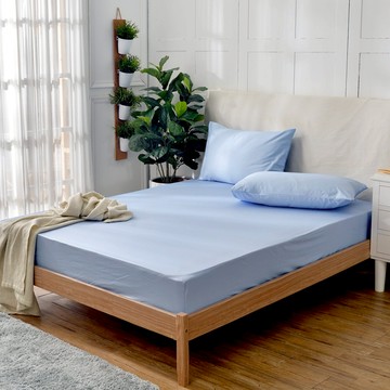 La Belle 100%精梳棉純棉 床包枕套組-前衛素雅 藍色 - 加大180x186x35cm