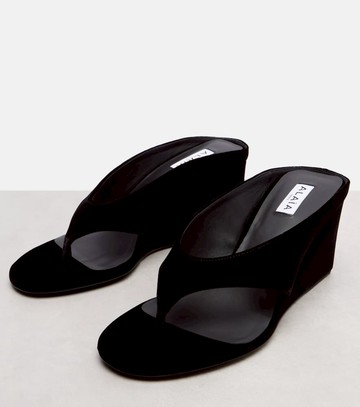 Alaïa Velvet wedge thong sandals