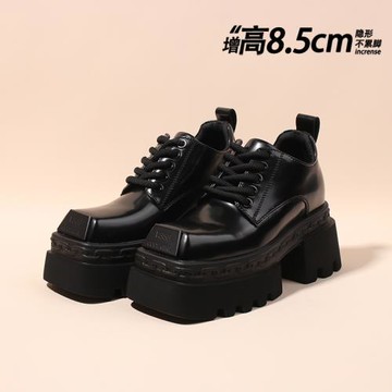 皮鞋女款2025新款秋冬粗跟真皮厚底樂福鞋時尚氣質方頭高跟女單鞋