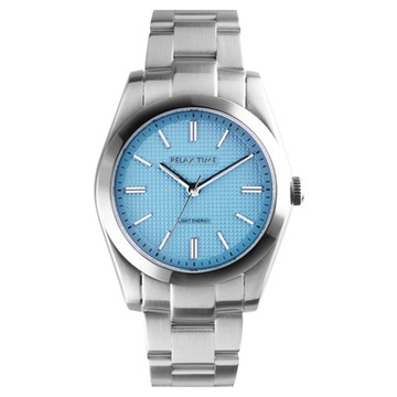 Relax Time 太陽能系列 立體格紋錶-湖水綠-男錶(RT-105S-2M)40mm