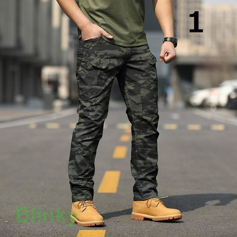 カーゴパンツ メンズ ロング スリム 無地 プリント 迷彩柄 総柄