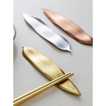 柳葉日式筷架 創意筷托勺托304不銹鋼家用餐廳筷枕金屬筷子架