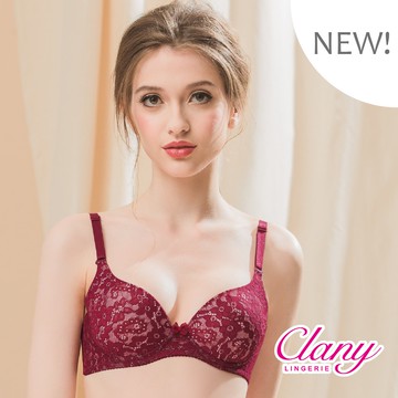 Clany可蘭霓 無痕竹炭抑菌效臭性感蕾絲軟鋼圈減壓BCD罩杯內衣 6937-97 紅