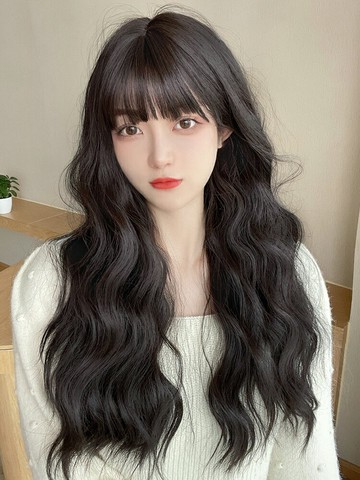 羊毛卷發型假發女 全頭套式大波浪中長卷發假發套蓬松自然長發套