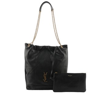 YSL Jamie 4.3 菱格紋小羊皮附小袋肩背包(黑色)