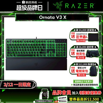 Razer 雷蛇 Ornata V3 X 有線電競鍵盤 雨林狼蛛 靜音薄膜 人體工學 雷蛇鍵盤 電競鍵盤 遊戲鍵盤