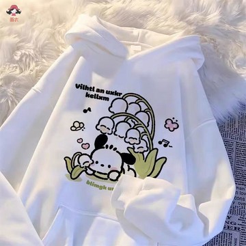 【薇衣】年新款卡通加絨連帽衛衣男女裝加厚冬裝外套寬鬆百搭上衣外套衛衣女長袖上衣女裝上衣女裝上衣長袖上衣女