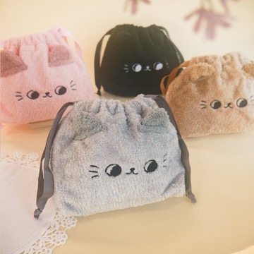 O-CAT－軟毛貓束口袋。JBG-261。小物收納